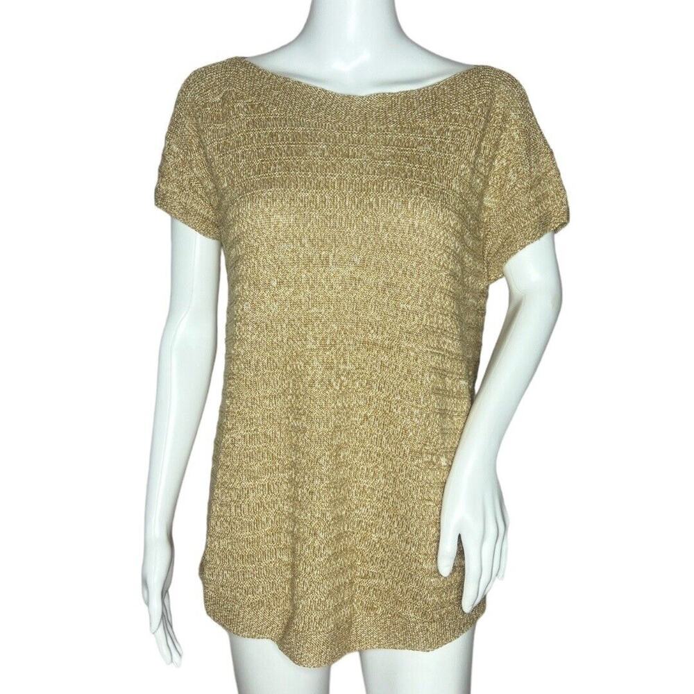 Talbots Sweater Womens Small Tan 100% Linen Neutral Preppy Minimalist Coastal